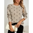 thumbnail image 5 of Plus Size Women's Polka Dot Sweater Long Sleeve Crew Neck Knit Pullover, 5 of 6
