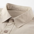 thumbnail image 5 of Men's Casual Stretchable Long Sleeve Button Up Shirt for Outdoor Hiking Daily Wear Comfortable Breathable Solid Color Big Size Mens Summer Lightweight Pullover Tee Shirts, 5 of 8