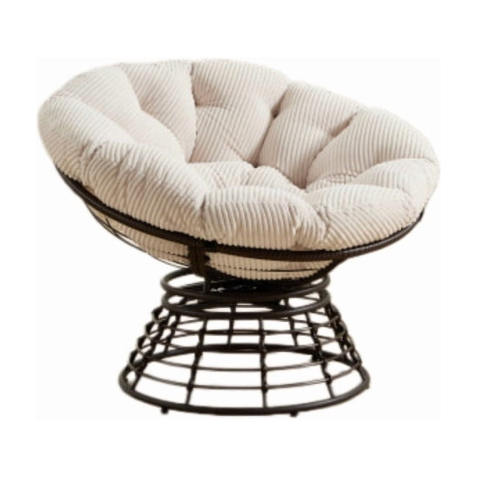 Ergonomic Wicker Papasan Chair, 360° Swivel Chair with Soft Thick Cushion for Living Room, Bedroom, Reading Room