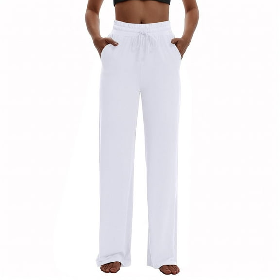 Women's High Waist Wide Leg Drawstring Baggy Sweatpants with Pockets, Durable, for Yoga & Daily, Sizes S-XXL