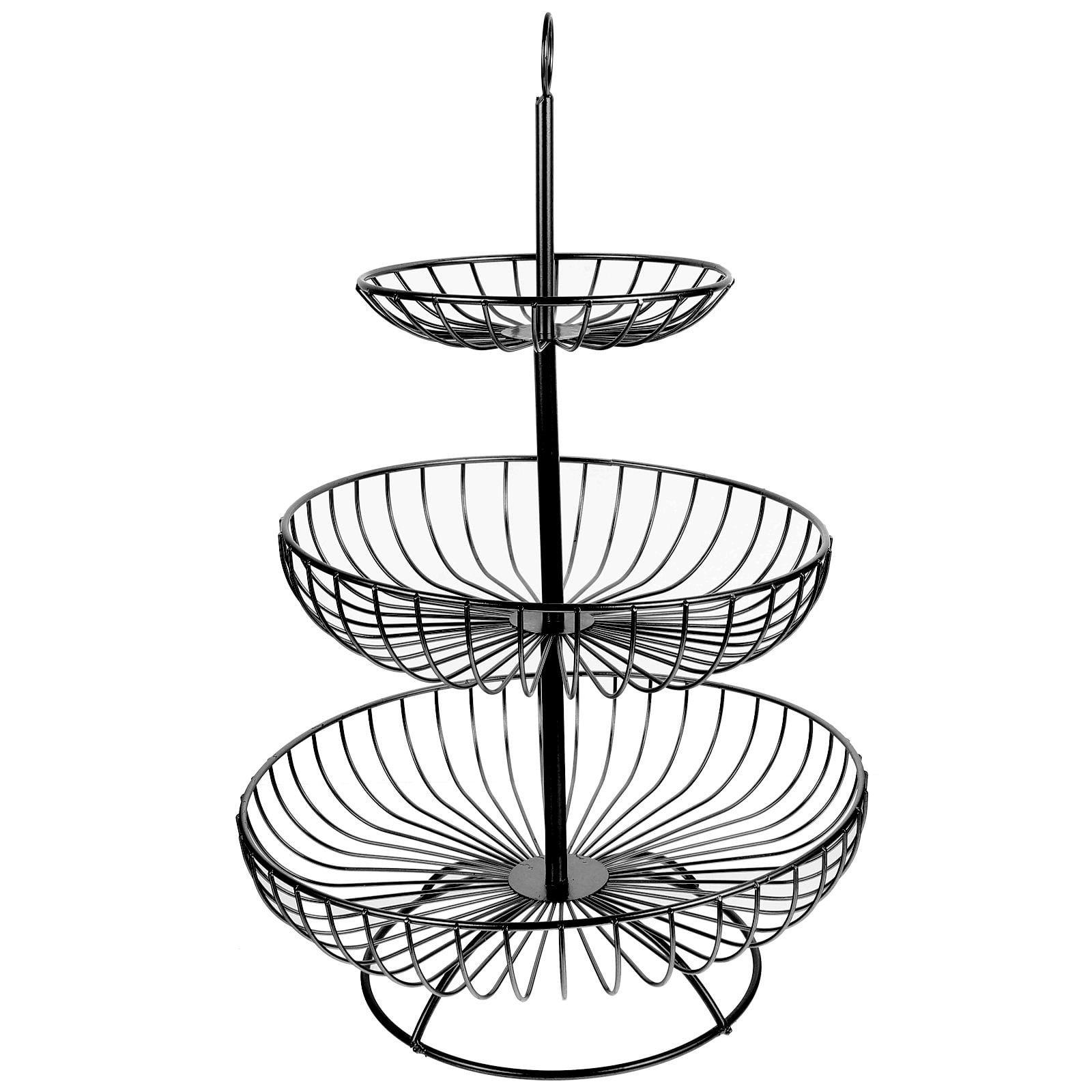 CIMAXIC Countertop Organizer For Kitchen Counter Fruit Basket Stand Metal Black 1Set