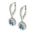 thumbnail image 2 of 2.235 ct Lever-Back Drop Dangle Earrings for Women | 6mm Round Cut Blue Moissanite | 18K White Gold, 2 of 5