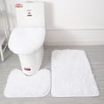 thumbnail image 2 of dgysar 3-Piece Bathroom Rug Set, Soft Plush Bath Mat, Toilet Rug & Lid Cover, Solid Color, Machine Washable Home Decor Set White 3PC, 2 of 4
