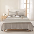 thumbnail image 3 of Quilts Twin Size Bedding Set, Brown Stripe Lightweight Quilted Comforter, Modern Minimalist Geomertic Striped Beige Soft Reversible Bedspread Coverlet with Pillow Covers for All Season, 68" x 86", 3 of 9
