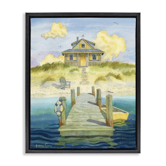 Stupell Industries Rustic Lodge Welcome Seaside Retreat Cottage Black Floating Frame Canvas Art, 17 x 21, by Robin Altman