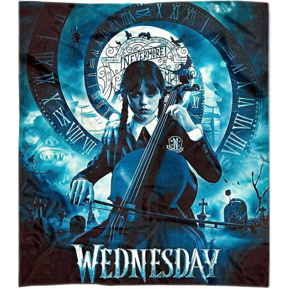 Wednesday Super Soft Flannel Throws Blanket for Girls (Light Blue, 50 x 60 Inches)