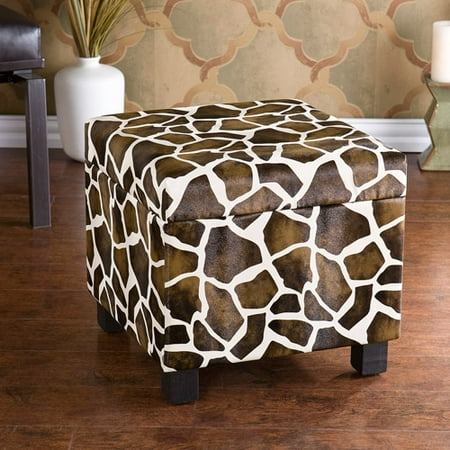 Faux Leather Storage Ottoman - Giraffe