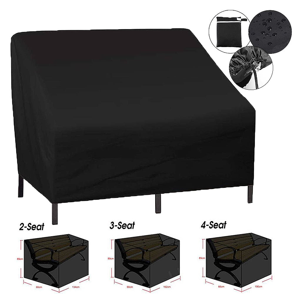 Rosnek Waterproof Patio Furniture Cover, 2/3/4 Seater High Back Garden Sofa Chair Cover Storage