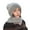 Gray, variant on Mosey Ladies Winter Hat Knitted Thick Color Block Windproof Warm Soft Ear Protection Plush Ball Decor Elastic Anti-slip Beanie Scarf Combo Women Cap