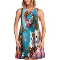 thumbnail image 1 of Balery Whimsical Cats and Flowers Scene Vestidos de verano para mujer con estampado: vestido holgado sin mangas, vestido playero informal y cómodo para días calurosos., 1 of 7
