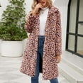 thumbnail image 2 of QATAINLAV My Orders Placed By Me Women Faux Fur Coat Winter Leopard Long Coats Loose Fit Oversized Long Sleeve Open Front Warm Fur Coat with Pockets Pink S, 2 of 7