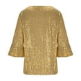 thumbnail image 4 of BLVB Womens Sparkly Sequin Tops 3/4 Sleeve Glitter Party Dressy Blouse V-Neck Evening Club Concert Shirt, 4 of 7