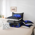thumbnail image 4 of Erosebridal Gradient Gamepad Bedding Twin Size, Neon Blue Futuristic Cubes Comforter Sets with Sheets, Game Room Decor, Reversible 7pcs, 4 of 5