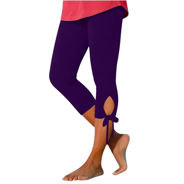 Leggings cortos de cintura alta con aberturas para mujer - Tejido elástico, pantalones informales para hacer ejercicio y para la playa