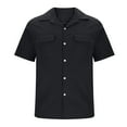 thumbnail image 4 of AHTJRT Mens Short Sleeve Cargo Shirt with Pockets Casual Summer Athletic Workout Basic Business T-Shirt Blouse Black XL, 4 of 5