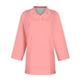 thumbnail image 4 of Pxiakgy Hot Sale!! Women's Polo Shirts 3/4 Sleeve 3-Button Cotton Cool Shirts Casual Business Collared Shirts Tops Summer Striped Print Tops Collared Down T Shirts Breathable Trendy Tunic Tops L, 4 of 4