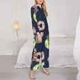 thumbnail image 3 of Honeii Sloth with Donuts print Women's Pajama Sets Long Sleeve Button Down Sleepwear Nightwear Soft Pjs Lounge Sets-Large, 3 of 7