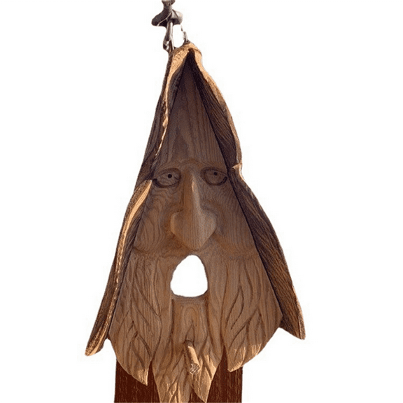 Bird Feeder Yard Decoration Birdhouse Old Man'S Head Pendant on the Resin Handicraft
