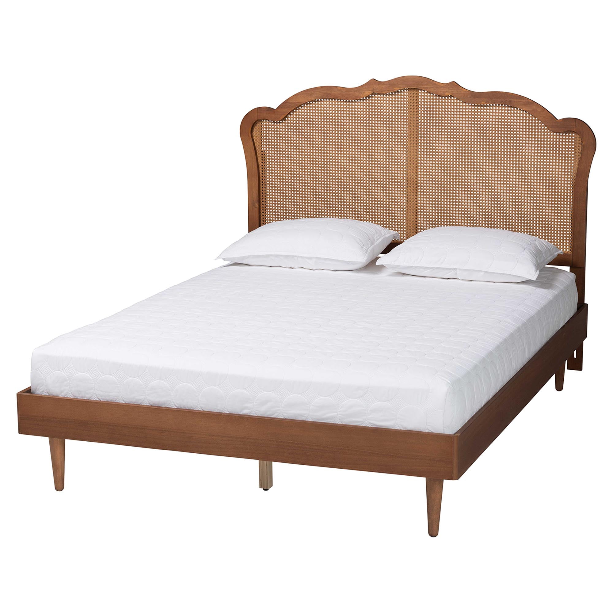 Baxton Studio Camden Mid-Century Platform Bed, King, Walnut Brown