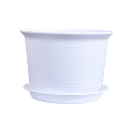 Thickened Plastic Flower Pot 7.1 with Tray Indoor Outdoor Container for Garden Patio Home Décor Beige