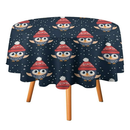 

JINGDS Halloween Owl In Pajamas-744 Round Table Cloth Halloween Tablecloth Thanksgiving Day Table Cloth Round Cover Circle Tablecloth for Halloween Thanksgiving Fall Party