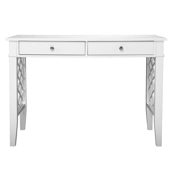 Southern Enterprises 43" White Contemporary Writing Desk with Drawers