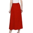 thumbnail image 3 of Women's Cotton A-line Button Front High Waist Front Slit Knee Length Skirt, Color : Red, Size: XL, 3 of 5