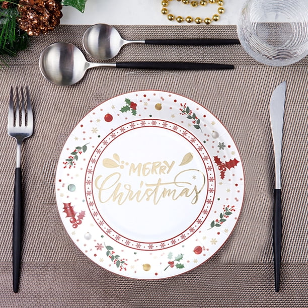 Platos de papel desechables navideños de 18 y 23 cm | Diseño de copo de nieve | Platos de papel resistentes para fiestas | Vajilla festiva multicolor | Paquetes de 10 para fiestas y eventos