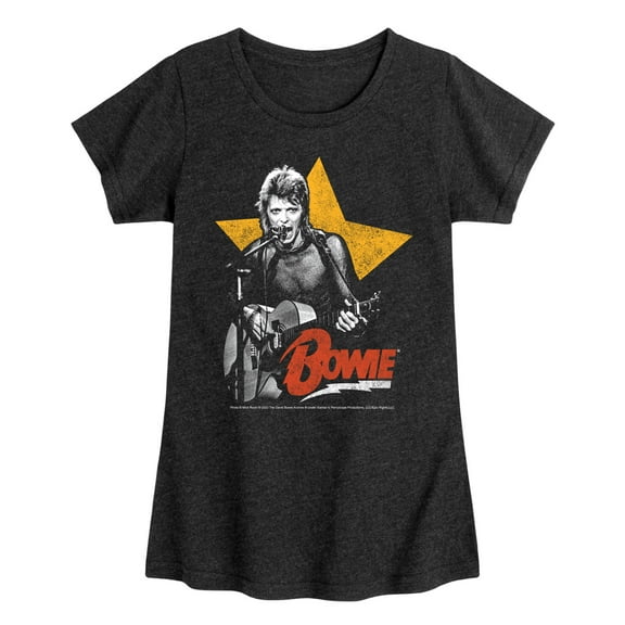 David Bowie - Bowie Guitar With Star  - Toddler & Youth Girls Short Sleeve Graphic T-Shirt