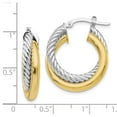 thumbnail image 3 of FB Jewels Leslie's 10K Two Tone Color Gold Polished and Textured Hoop Earrings, 3 of 3