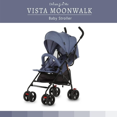 Dream On Me, Vista Moonwalk Stroller Light Weight Infant Stroller with Compact Fold Multi-Position Recline Canopy with Sun Visor Perfect for Traveling Theme Parks, Blue