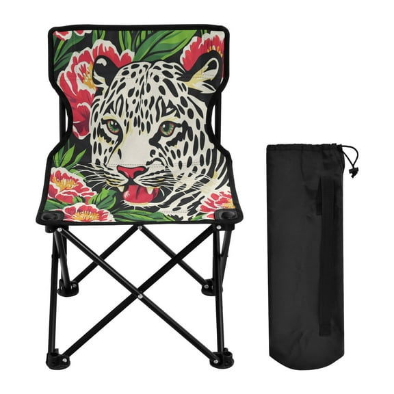 BZSMCE Camping Chairs Modern Leopard Among Blooms Pattern Folding chair
