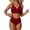 Wine, variant on Ahabrexf Bikini Swimsuits for Women Push Up Padded V-Neck Knot Front 2 Pc Swimsuit Set with High Waisted Bottom