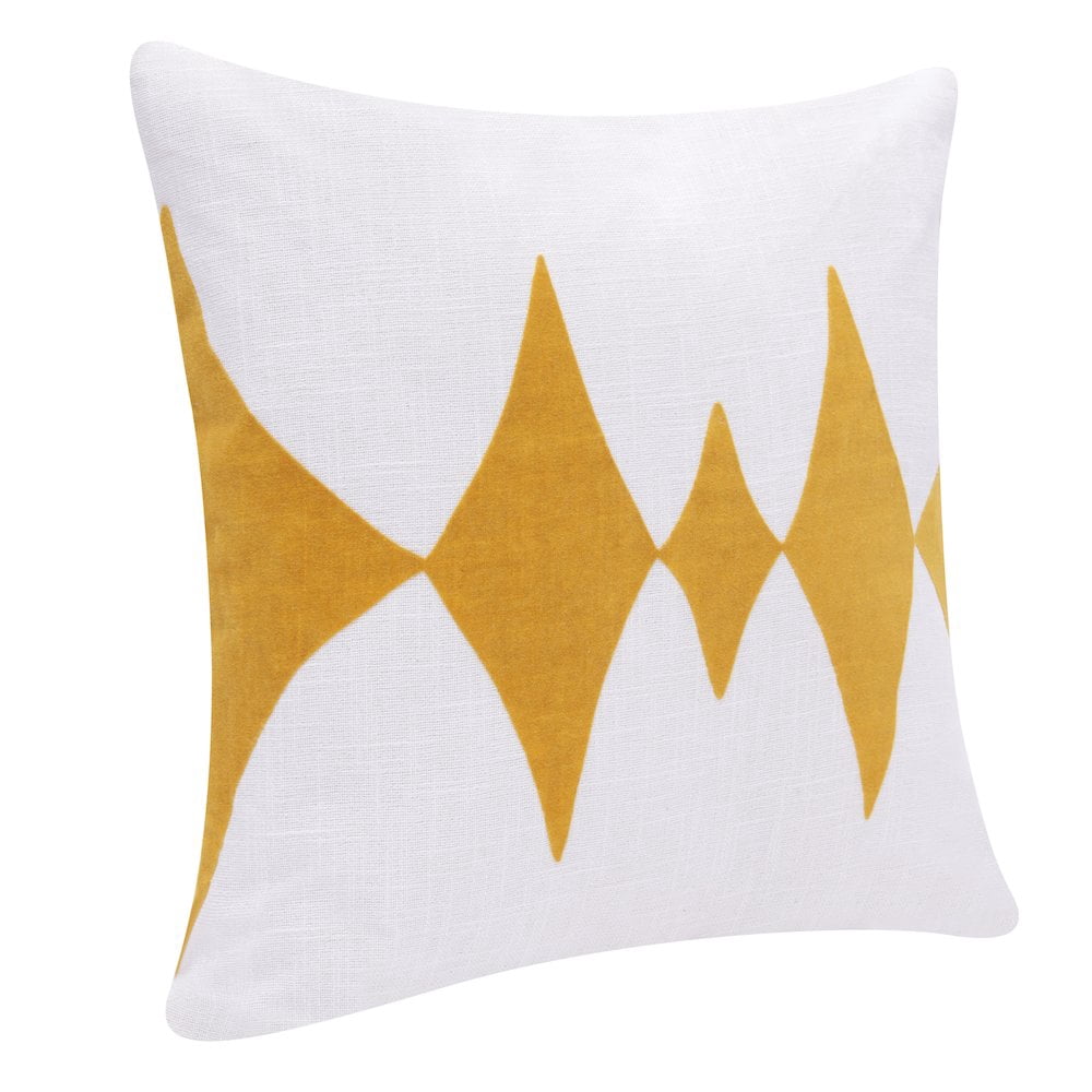 LR Home Stacy Garcia Cotton Blend Poly Filled Pillow in Yellow/White, 20" x 20"