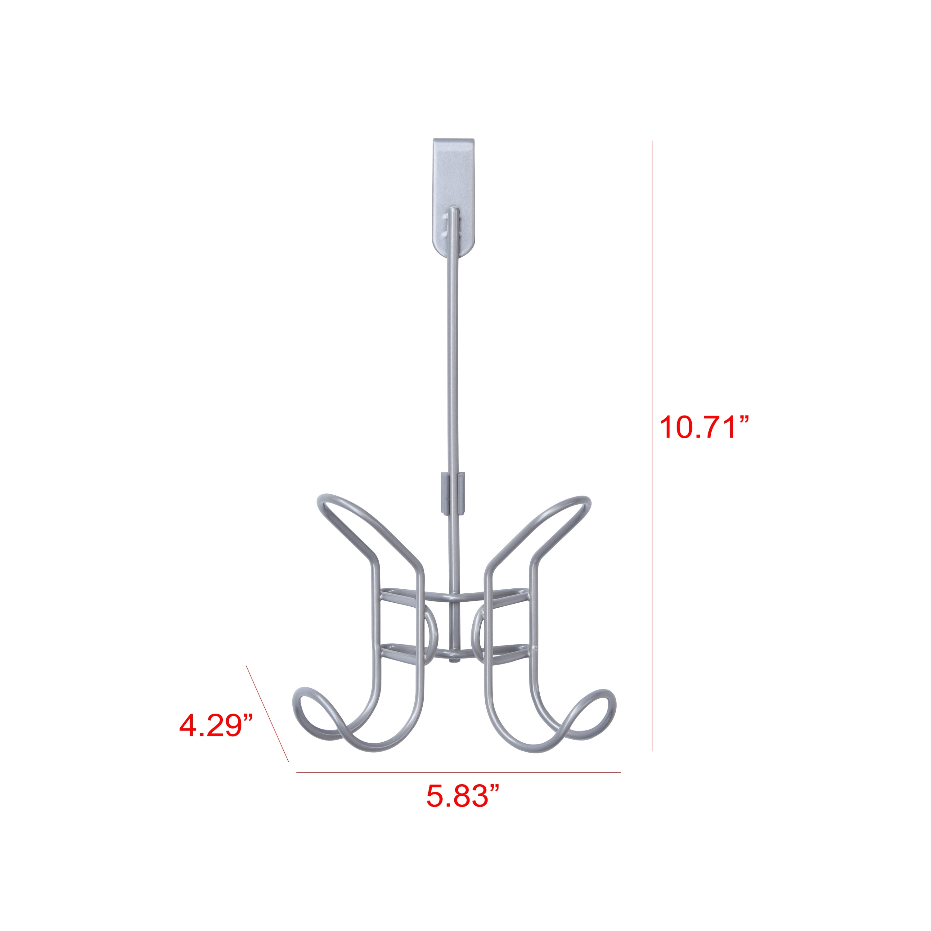 Mainstays Over the Door Double Hook, Satin Nickel Finish