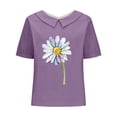 thumbnail image 4 of Blouses pour Femmes, T-Shirt Décontracté Imprimé Mode Manches Courtes Col Poupée Mignon Coton et Lin Blouse, 4 of 4