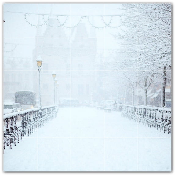 Picture-Tiles.com: Winter Ceramic Tile Wall Mural WAL501218-55L. 40"W x 40"H using (25) 8" x 8" Ceramic Tiles-Satin Finish
