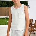thumbnail image 2 of Bmisegm Boys T Shirts Sleeveless Crew Neck Tank with Pockets Casual Athletic Soft Workout Tops White,6-7 Years, 2 of 5