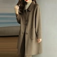 thumbnail image 4 of Aueoeo Women's Woolen Loose Overcoat Winter Medium Long Jacket With Pockets Single-Breasted Peacoat Khaki X-Large, 4 of 4
