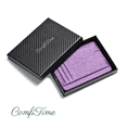 thumbnail image 6 of ComfiTime Slim Men’s Wallet - RFID Minimalist Wallet for Men & Women, Small Thin Leather Wallet with ID Window, Credit Card Holder Front Pocket Wallet, Travel Accessories & Gift Box, Glitter Purple, 6 of 11