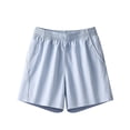 thumbnail image 3 of Running Yoga Shorts with Exposure Design For Summer Gym Workout Breathable Athletic Bottoms Elastic Waistband Loose Fit Women's Casual ActivewearLight BlueM, 3 of 3