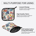 thumbnail image 3 of Yayeee Oven Mitts and Pot Holder Set of 4 Heat Resistant Kitchen Gloves Baking Hot Pad, Red Japanese Floral Pattern, 3 of 5