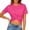 #511-Hot Pink, variant on Women's Knotted Crop Top, Solid Color Short Sleeve Round Neck with Backless Design, Casual for Daily Wear and Party