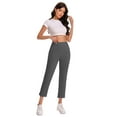 thumbnail image 6 of Lmnyox Women's High Waist Workout Pants Ankle Length Stretchy Yoga Pants Solid Casual Work Trousers with Pocket, 6 of 8