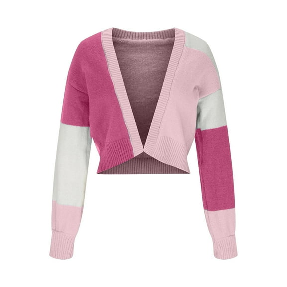 Annhoo Cardigan Sweaters for Women Plus Size Long Sleeve Open Front Knitwear Fall Comfy Color Block Clothes