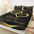 thumbnail image 3 of Manfei Happy Valentine'S Day Full Size Sheets,Cute Herat Print Bed Sheets,Gold Black Sheet Sets For Girls Kids,Ultra Soft Home Decor,4 Pieces, 3 of 7