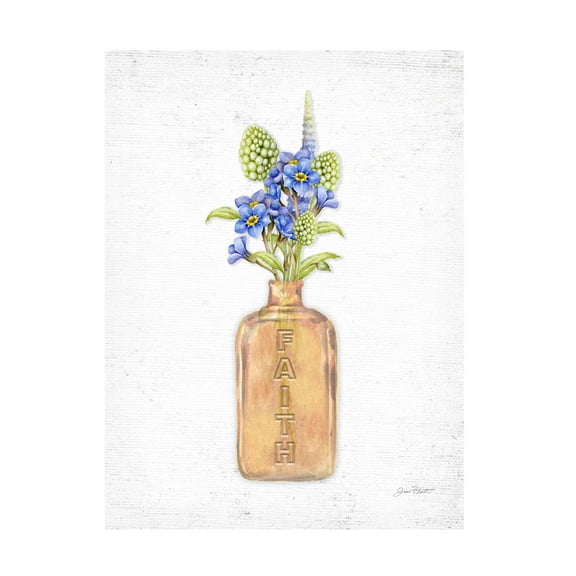 Canvas Wall Art - Jean Plout 'Florals In Bottles D' Wall Art for Living Room, Bedroom, or Office Décor by Trademark Fine Art - 14 x 19 Inches