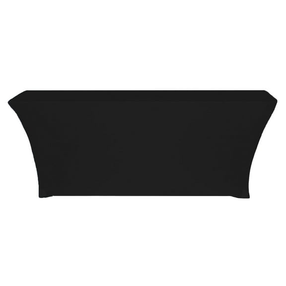 Your Chair Covers - Stretch Spandex 8 ft x 18 Inches Rectangular Classroom Table Cover Black