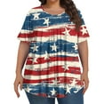 thumbnail image 2 of TQWQT Womens Plus Size American Flag Summer Tops Dressy Summer Short Sleeve Shirts Stars and Stripes Print T-Shirt Crew Neck Tunic Shirts Large Casual Curvy Women Outfits Hot Pink L, 2 of 6