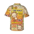 thumbnail image 4 of Monkey Collage Men'S 3d Print Casual Button Down Shirts, Novelty Hawaiian Short Sleeves L, 4 of 8